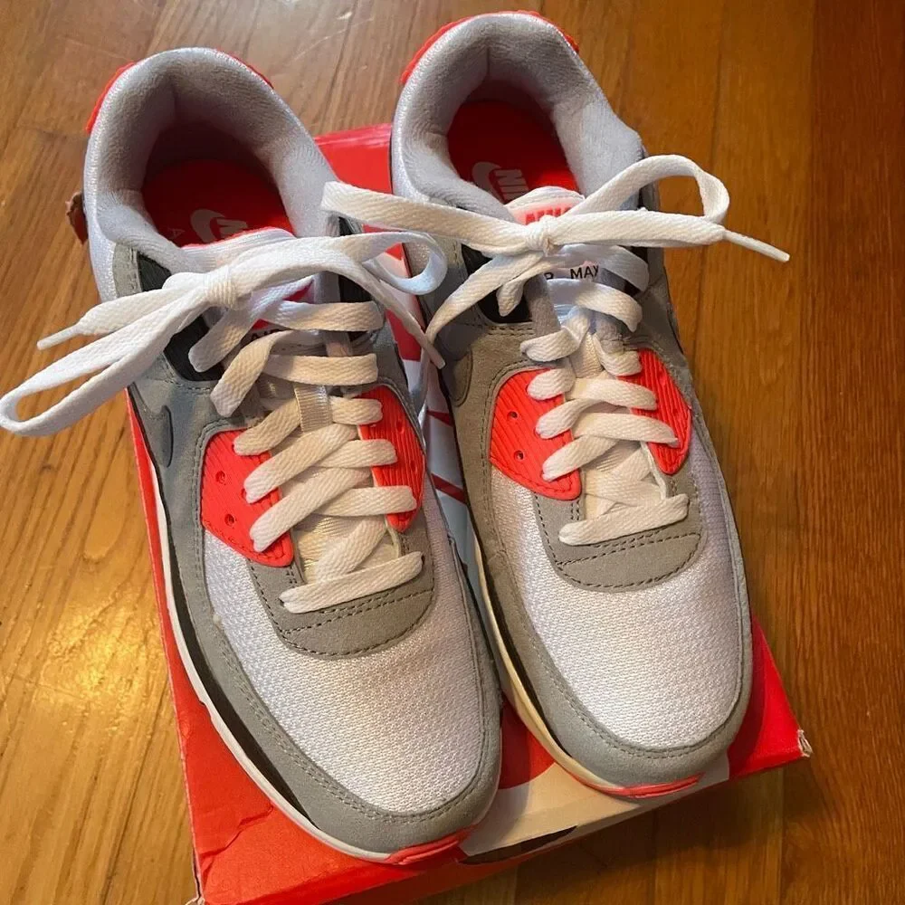 NIKE | air max 90 qs (gs) white/black-cool grey 6.5 youth NEW WITH BOX